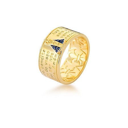 ANEL FOLHEADO 18K AVE MARIA NS. SRA. APARECIDA