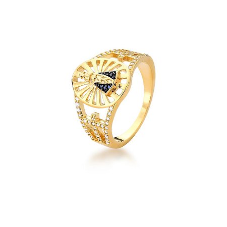 ANEL FOLHEADO 18K N. SRA APARECIDA
