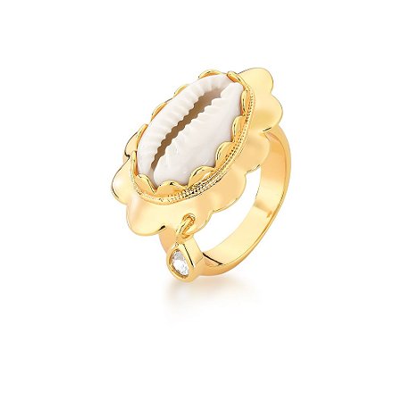 ANEL BASICO PEDRA GOTA PENDULO BUZIOS /TAM. 18