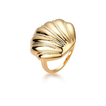 ANEL GRANDE LISO CONCHA TRABALHADO 22MM BAN. DOURADO