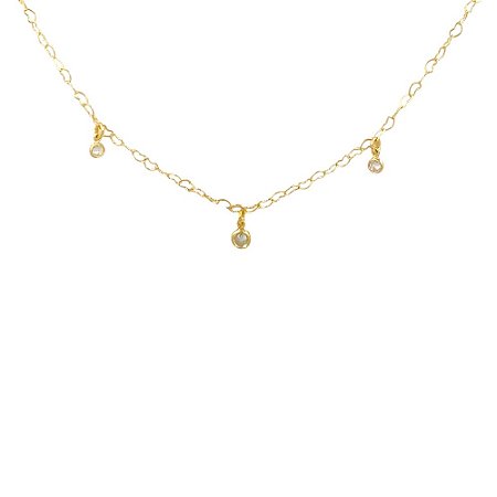 Gargantilha Folheada 18k Coraçao Vazado com Pontos de Luz