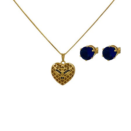 Conjunto Folheado 18k Coraçao c Espirito Santo