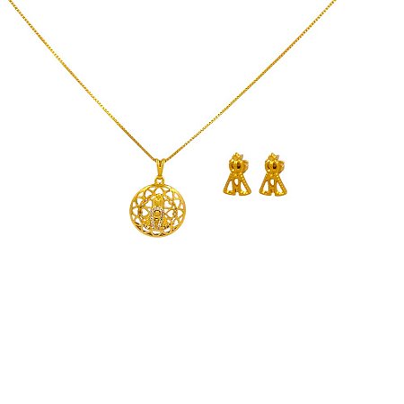 Conjunto Folheado 18k Nossa Senhora Aparecida