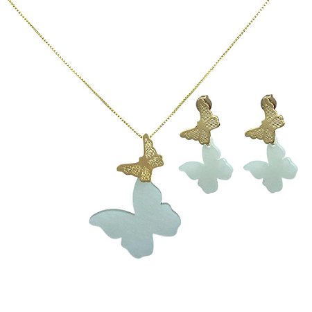 Conjunto Folheado 18k Borboletas
