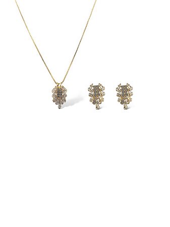 Conjunto Folheado 18k  em Zirconia