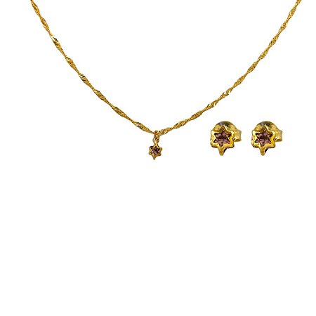 Conjunto Infantil Estrela em Zirconia