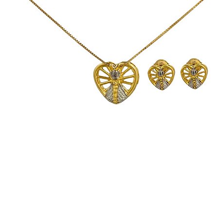 Conjunto Folheado 18K Coração com N.SR