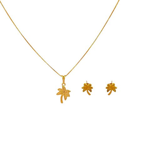 Conjunto Folheado 18k Coqueiro