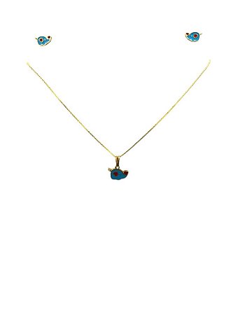 Conjunto Folheado 18k Elefante Esmaltado Colorido