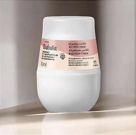 Natura Tododia Noz Pecã e Cacau Desodorante Antitranspirante Roll-On com Ação Prebiótica, 70ml