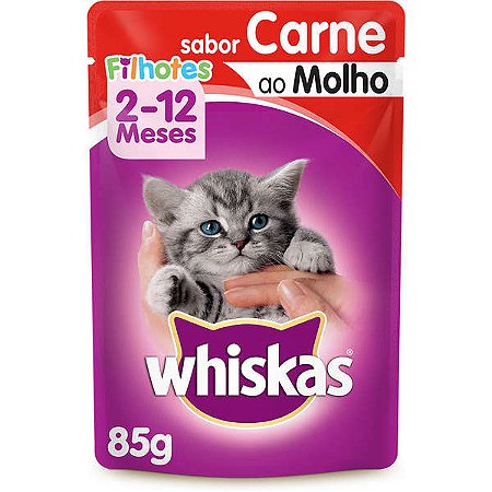 Ração Úmida Whiskas Sachê Carne ao Molho para Gatos Filhotes 85g - Leal  Petshop | O melhor para o seu pet