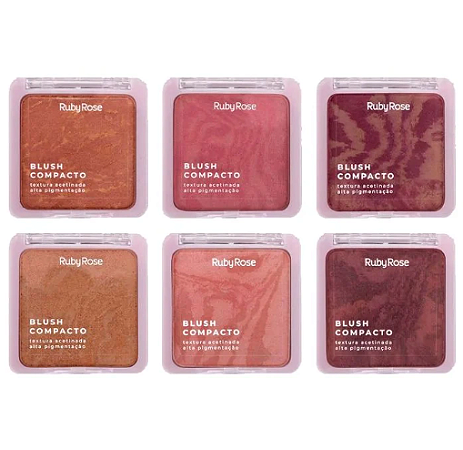 Blush Compacto Marmorizado Textura Acetinada Rubyrose