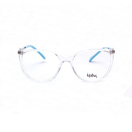Armação para Óculos de Grau Oval Acrílico Haste Azul Claro Kipling