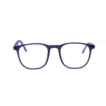 Armação para Óculos de Grau Masculino Oval Acetato Azul Marinho