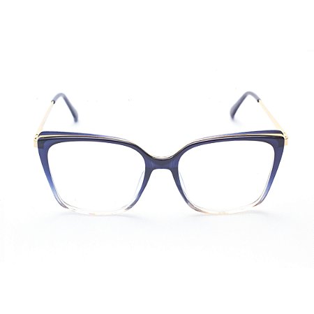 Armação para Óculos de Grau Feminino Acetato Quadrado Azul Degradê