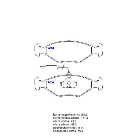 Pastilha Freio Convencional Dianteira c/ Alarme Sistema Teves 1325-Syl