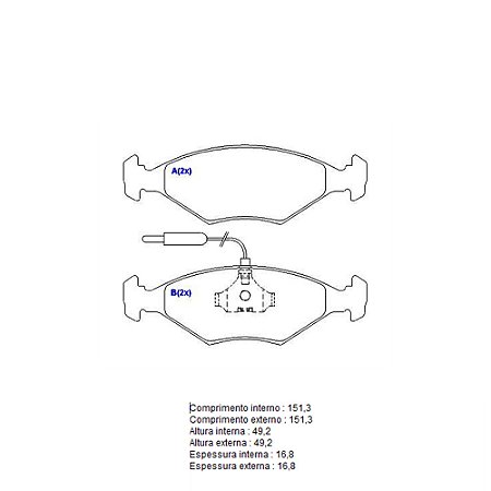 Pastilha Freio Dianteira Sistema Teves Peugeot 504 Com Alarme COBREX 5507