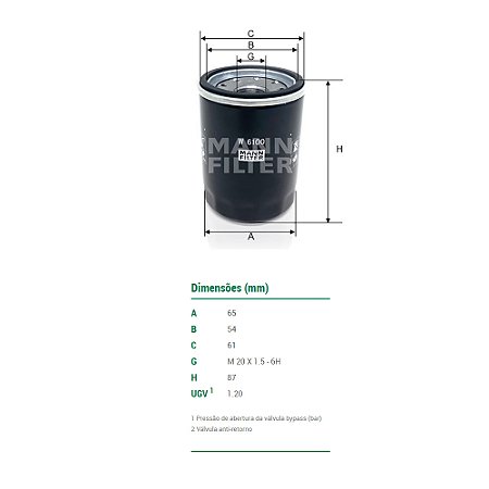 Filtro Óleo Lubrificante 500/Doblo/Fiorino/Siena/Outlander/Pajero - W6100 Mann Filter