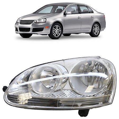 Farol Dianteiro Jetta 2007 a 2010 Máscara Cromada LE