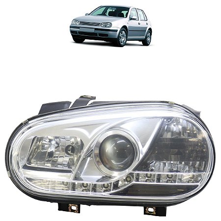 Farol Daylight Golf 1999 A 2006 Led Máscara Cromada Le BR123500