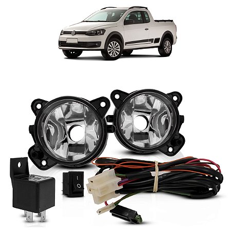 Kit Farol Milha Auxiliar Saveiro G6 2013 A 2016 Trend Botão Universal