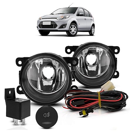 Kit Farol De Milha Fiesta 2011 A 2014 S/ Moldura Botão Modelo Original