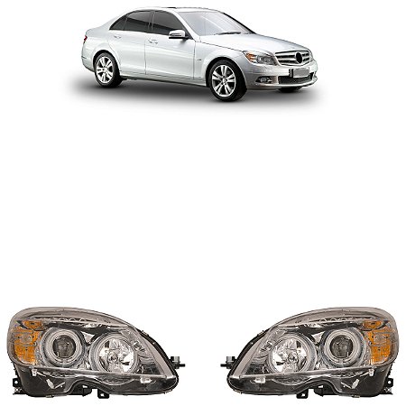 Par Farol Diant. Daylight Classe C180 C200 2010 A 2012 LED Máscara Cr