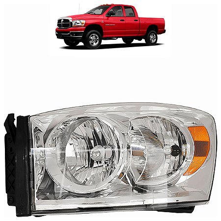 Farol Ram 2500 3500 2006 A 2009 Duplo Máscara Cromada LE ZN1313239