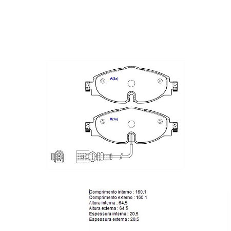Pastilha Freio Audi A3/Golf Dianteira Alarme Sistema Girling 2050 SYL