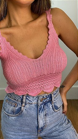 Cropped Tricot Rosa