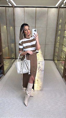 Saia Midi Valentina Marrom