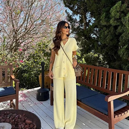 Conjunto de Tricot Bella Amarelo