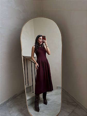 Vestido Midi Dubai Bordô