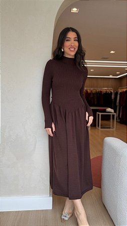 Vestido Midi Lily Marrom