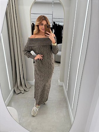 Vestido de Tricot Blessed Marrom