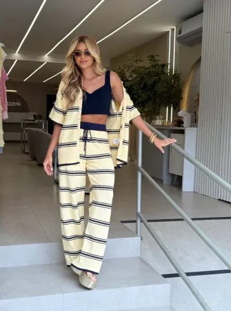 Conjunto Listrado Trancoso Amarelo