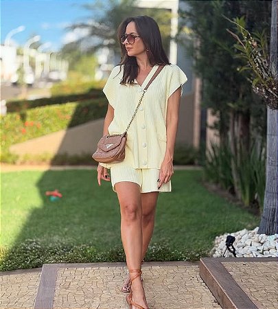 Conjunto de Tricot Jade Amarelo