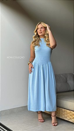 Vestido Midi Dubai Celeste