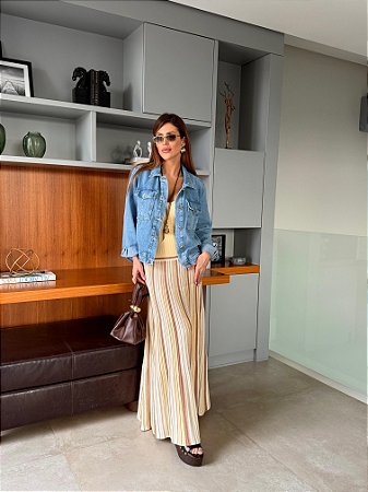 Vestido Midi Tricolor Amarelo