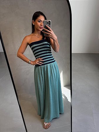 Vestido Navy Verde Água