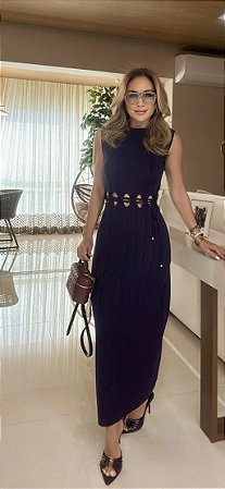Vestido Midi Celina Azul Marinho