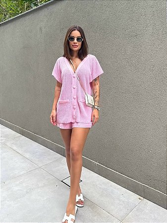 Conjunto de Tricot Jade Rosa