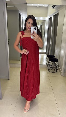 Vestido Grécia Vermelho Lurex
