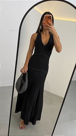 Vestido Longo Lurex Preto
