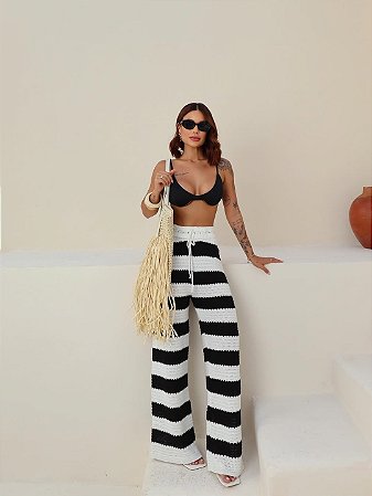 Calça Listras Preta