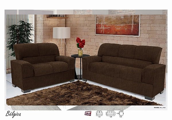 Estofados Bélgica Marrom Sued - JW Estofados