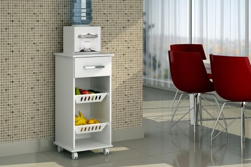 Fruteira com 2 Cestos Removíveis e 1 Gaveta Rock Magno Móveis Branco