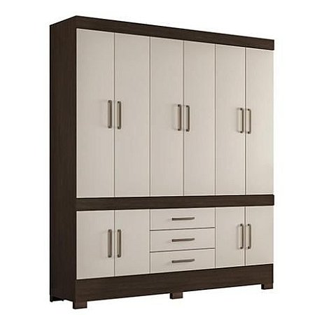 Guarda-Roupa 10 Portas 3 Gavetas New Murano - Ebano / Off White - Demóbile