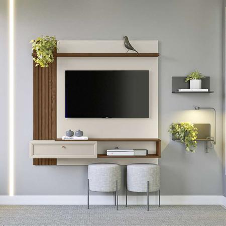 Painel para TV até 55 Polegadas Alvorada Freijó e Off White