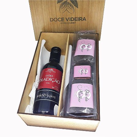 Caixa MDF Mini Vinho Goes Dia da Mulher